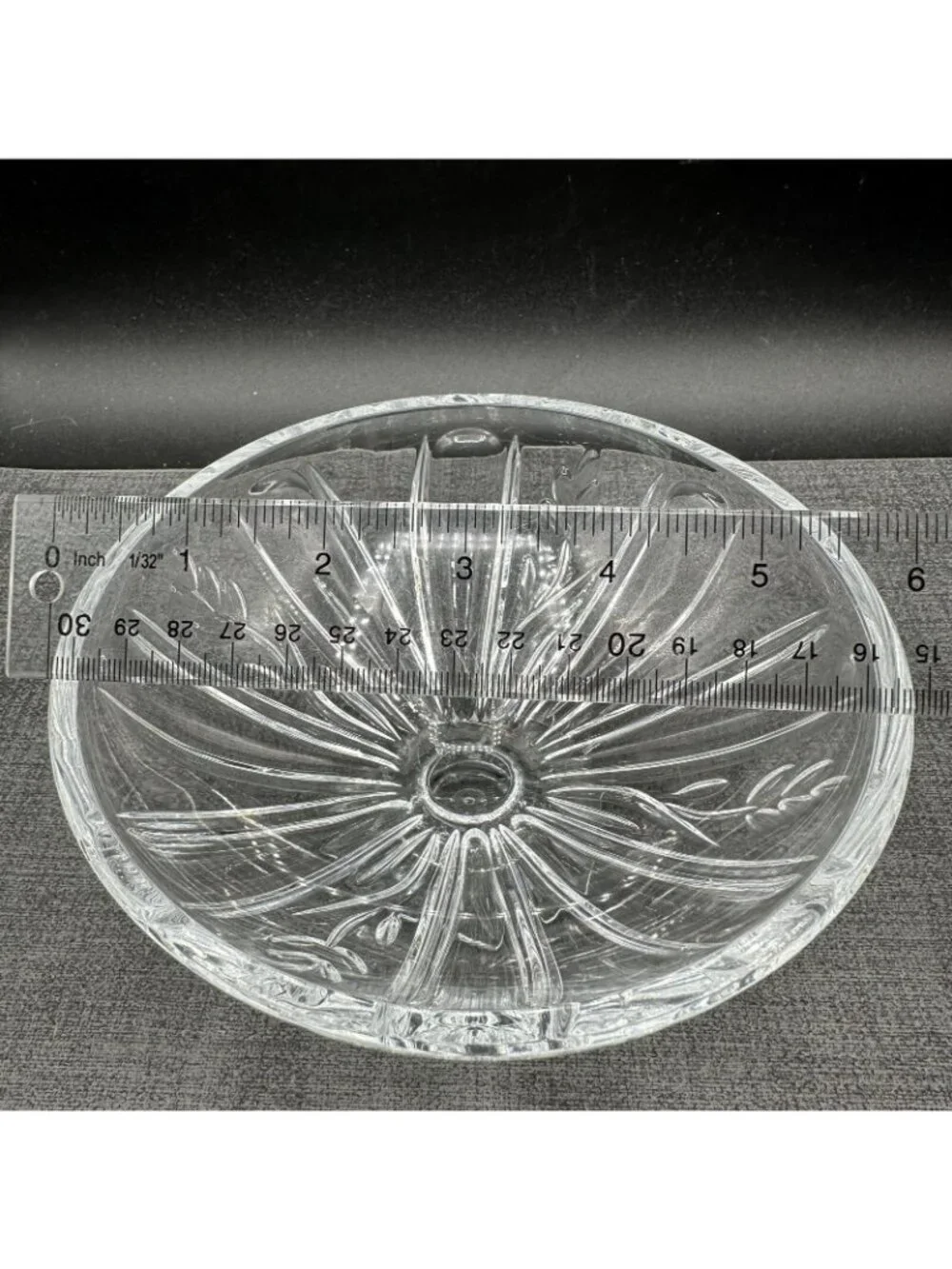Vintage Crystal Footed Bowl Pedestal Candy Dish Starburst Fan 6.25